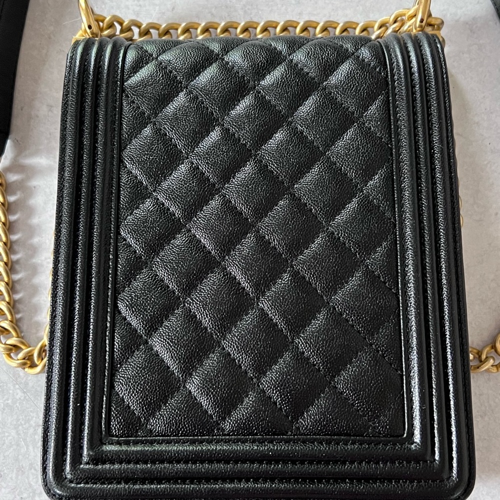 Chanel North South Boy Bag Black Caviar Leather Gold … Gem